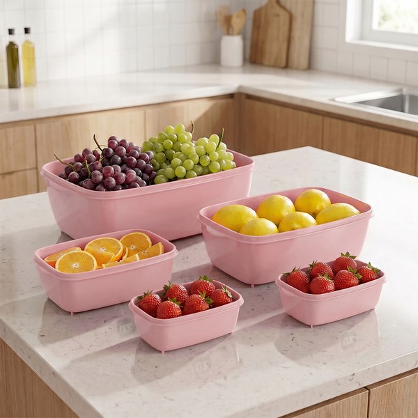 Conjunto 5 Potes Multiuso Rosa Uz