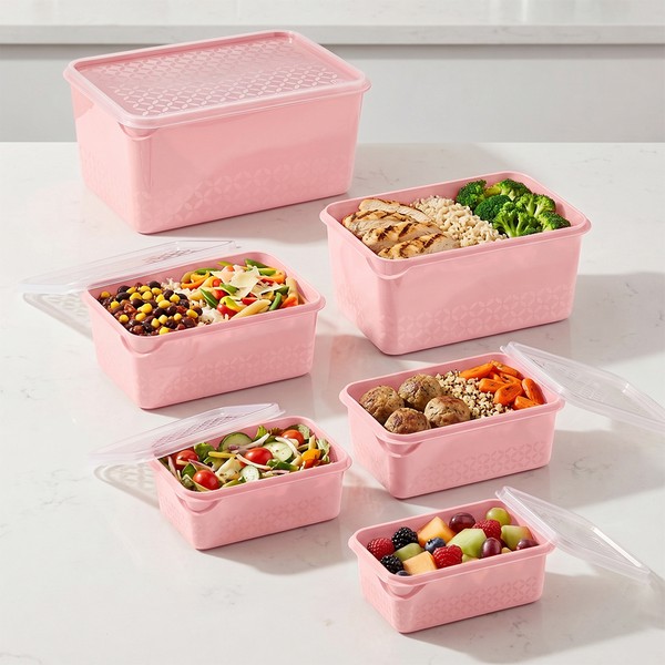 Conjunto 6 Potes Multiuso Quadrados Rosa Uz