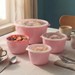 Conjunto 4 Potes Redondos Multiuso Rosa Uz