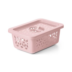 Cesto Organizador P com Tampa 1,5 Litros Rosa