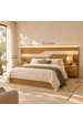 Cabeceira Queen Wave 287cm com Led 100% Mdf Xingu/Bege Dunas Vistato Móveis