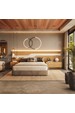 Cabeceira Queen Wave 340cm 100% Mdf com Led Xingu/Bege Dunas Vistato Móveis