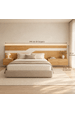 Cabeceira Queen Wave 340cm 100% Mdf com Led Xingu/Bege Dunas Vistato Móveis