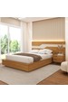 Cama Casal/Queen 234cm com Cabeceira e Led Lora Xingu/Bege Dunas Lado Direito Vistato Móveis