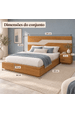 Cama Casal/Queen 234cm com Cabeceira e Led Lora Xingu/Bege Dunas Lado Direito Vistato Móveis