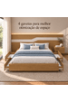 Cama Casal/Queen 234cm com Cabeceira e Led Lora Xingu/Bege Dunas Lado Direito Vistato Móveis