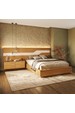 Cama Casal/Queen 287cm com Cabeceira e Led Lora Xingu/Bege Dunas Vistato Móveis