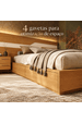 Cama Casal/Queen 287cm com Cabeceira e Led Lora Xingu/Bege Dunas Vistato Móveis