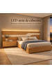 Cama Casal/Queen 287cm com Cabeceira e Led Lora Xingu/Bege Dunas Vistato Móveis