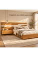 Cama Casal/Queen 287cm com Cabeceira e Led Lora Xingu/Bege Dunas Vistato Móveis