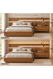 Cama Casal/Queen 287cm com Cabeceira e Led Lora Xingu/Bege Lado Direito Dunas Vistato Móveis