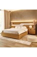 Cama Casal/Queen 287cm com Cabeceira e Led Lora Xingu/Bege Dunas Vistato Móveis