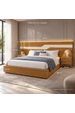 Cama Casal/Queen 287cm com Cabeceira e Led Lora Xingu/Bege Dunas Vistato Móveis