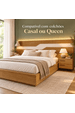 Cama Casal/Queen 287cm com Cabeceira e Led Lora Xingu/Bege Dunas Vistato Móveis