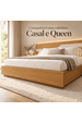 Cama Casal/Queen 340cm com Cabeceira e Led Lora Lado Esquerdo Xingu/Bege Dunas Vistato Móveis