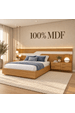 Cama Casal/Queen 340cm com Cabeceira e Led Lora Xingu/Bege Dunas Vistato Móveis