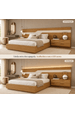 Cama Casal/Queen 340cm com Cabeceira e Led Lora Xingu/Bege Dunas Vistato Móveis